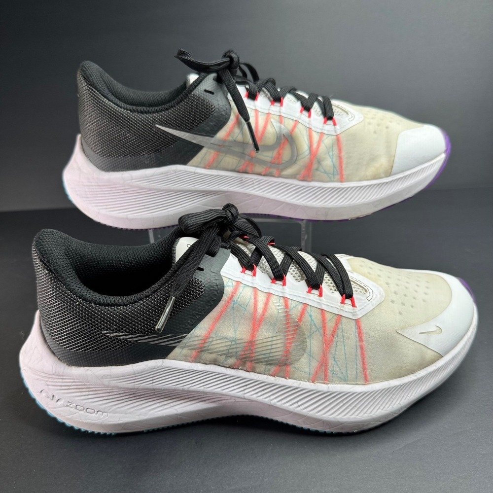Nike Air Zoom Winflo 8 Womens Running Shoes White Black CW3411-103 Size 8.5